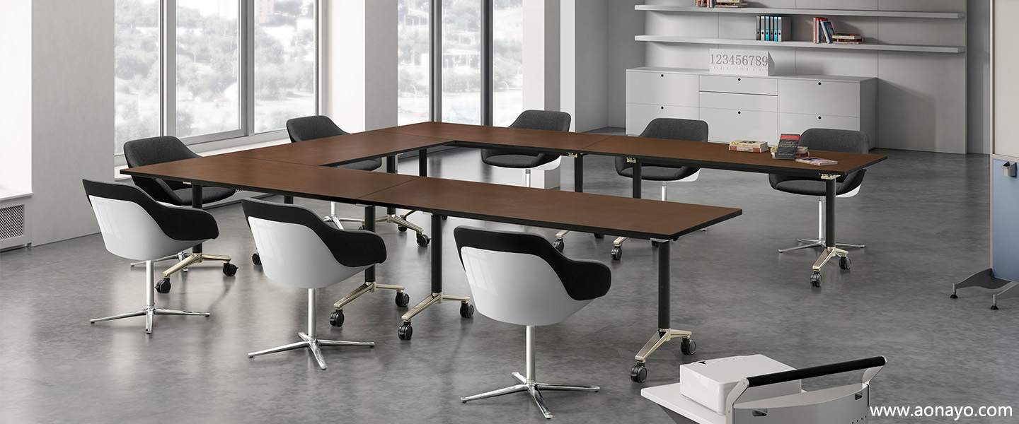 flip top training table foldable Conference Table Easy to Store and Move folding table (3).jpg